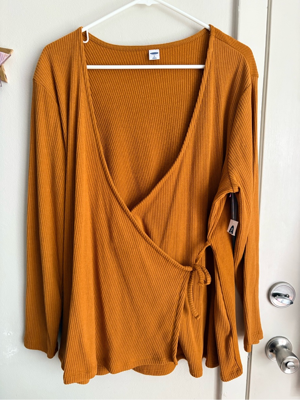 Old Navy Ribbed Wrap-Style Top in Mustard